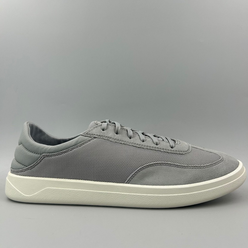 OluKai Punini Men Size 8.5 Ash Gray Premium Suede Leather Shoes Sneakers NEW